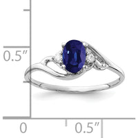 14K White Gold 6x4mm Oval Sapphire and Diamond Ring - 0.65 Carat Sapphire and 0.034 Carat Total Diamond Weight by Monteluci Fine Jewelry