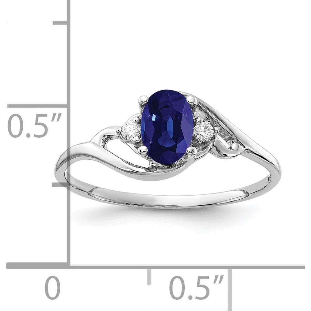14K White Gold 6x4mm Oval Sapphire and Diamond Ring - 0.65 Carat Sapphire and 0.034 Carat Total Diamond Weight by Monteluci Fine Jewelry