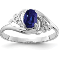 14K White Gold 6x4mm Oval Sapphire & Round Diamond Ring - 0.65 Carat Total Sapphire Weight by Monteluci Fine Jewelry