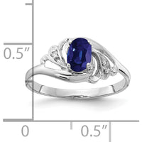 14K White Gold 6x4mm Oval Sapphire & Round Diamond Ring - 0.65 Carat Total Sapphire Weight by Monteluci Fine Jewelry