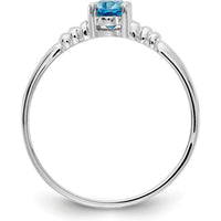 14K White Gold 6x4mm Oval Swiss Blue Topaz Ring - 0.55 Carat Total Topaz Weight by Monteluci Fine Jewelry