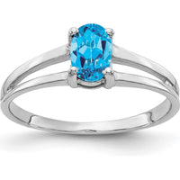14K White Gold 6x4mm Oval Swiss Blue Topaz Ring - 0.55 Carat by Monteluci Fine Jewelry