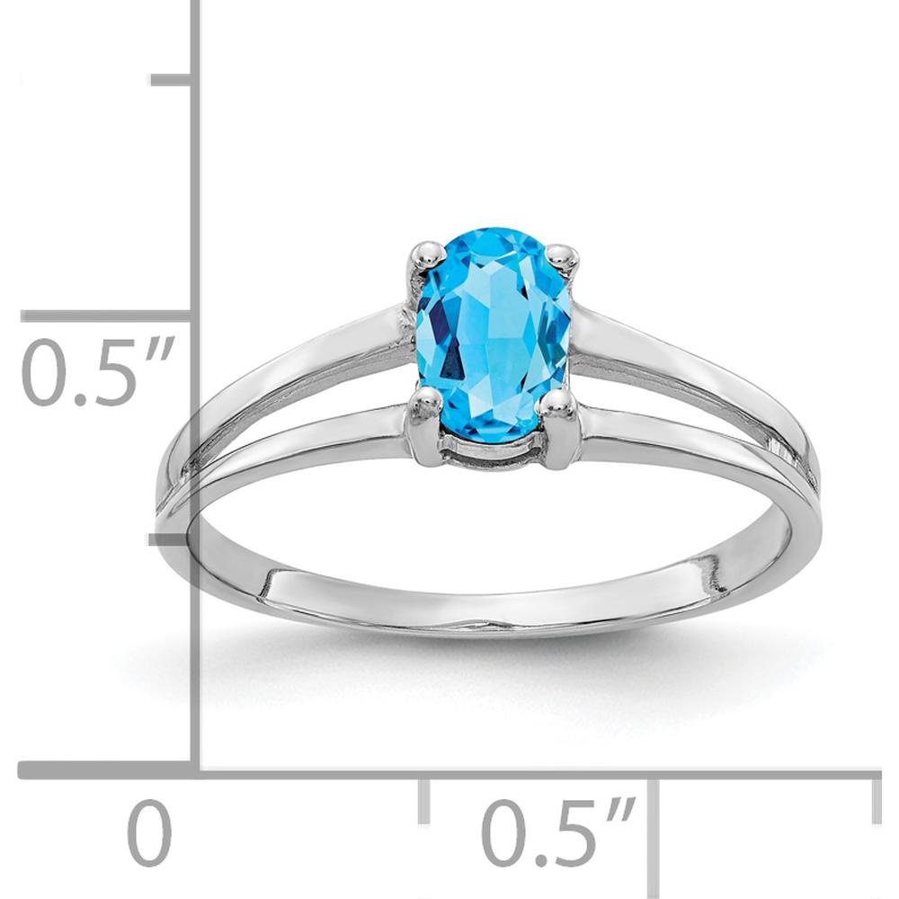 14K White Gold 6x4mm Oval Swiss Blue Topaz Ring - 0.55 Carat by Monteluci Fine Jewelry