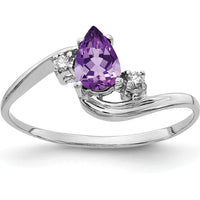 14K White Gold 6x4mm Pear Amethyst Ring with Round Diamonds - 0.38 Carat Total Amethyst Weight by Monteluci Fine Jewelry