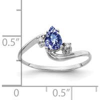 14K White Gold 6x4mm Pear Tanzanite Ring with Round Diamond Accents - 0.465 Carat Total Gemstone Weight by Monteluci Fine Jewelry