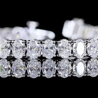 14K White Gold 7.0" Tennis Bracelet with 52 Oval Cut Lab Grown Diamonds - 9.55 Carat Total Weight, E-F Color VS Clarity, Prong Set - Covaloro Fine Jewelry