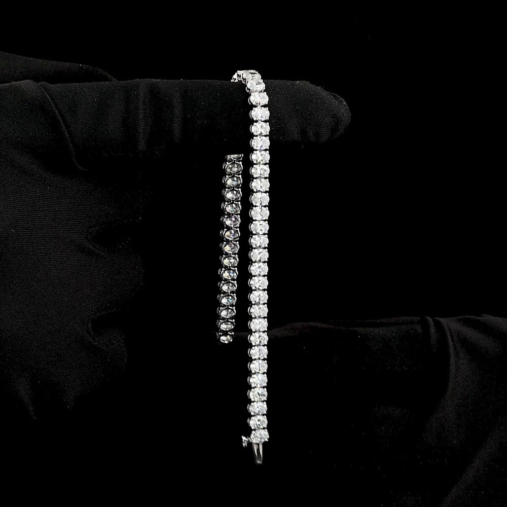 14K White Gold 7.0" Tennis Bracelet with 52 Oval Cut Lab Grown Diamonds - 9.55 Carat Total Weight, E-F Color VS Clarity, Prong Set - Covaloro Fine Jewelry