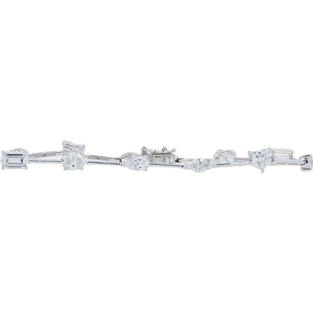 14K White Gold 7.00 Carat Lab Grown Diamond Bracelet with Mixed Shape Diamonds