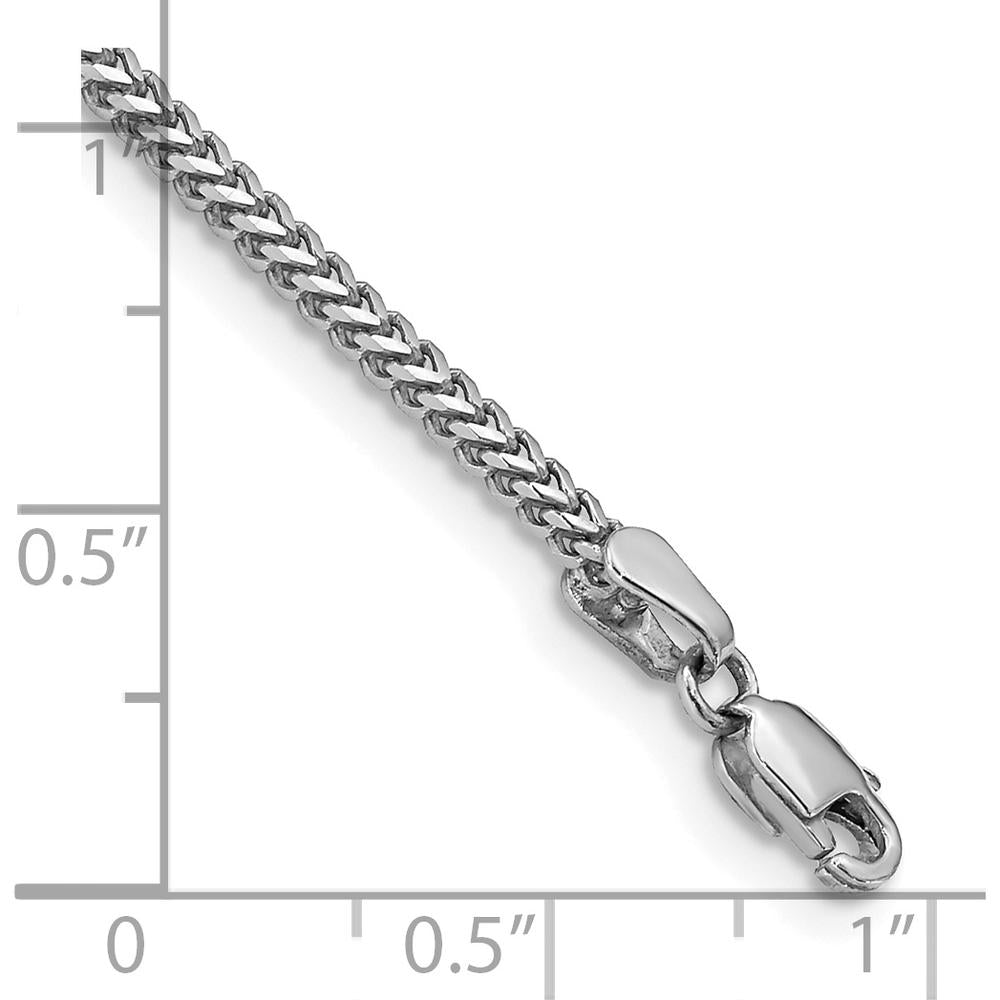 14K White Gold 7" 1.5mm Franco Chain Bracelet with Lobster Clasp by Oro Pregiato