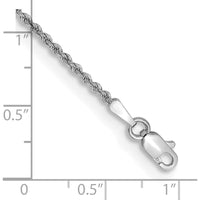 14K White Gold 7" 1.5mm Rope Chain Bracelet with Lobster Clasp - Handmade, Polished Finish by 0