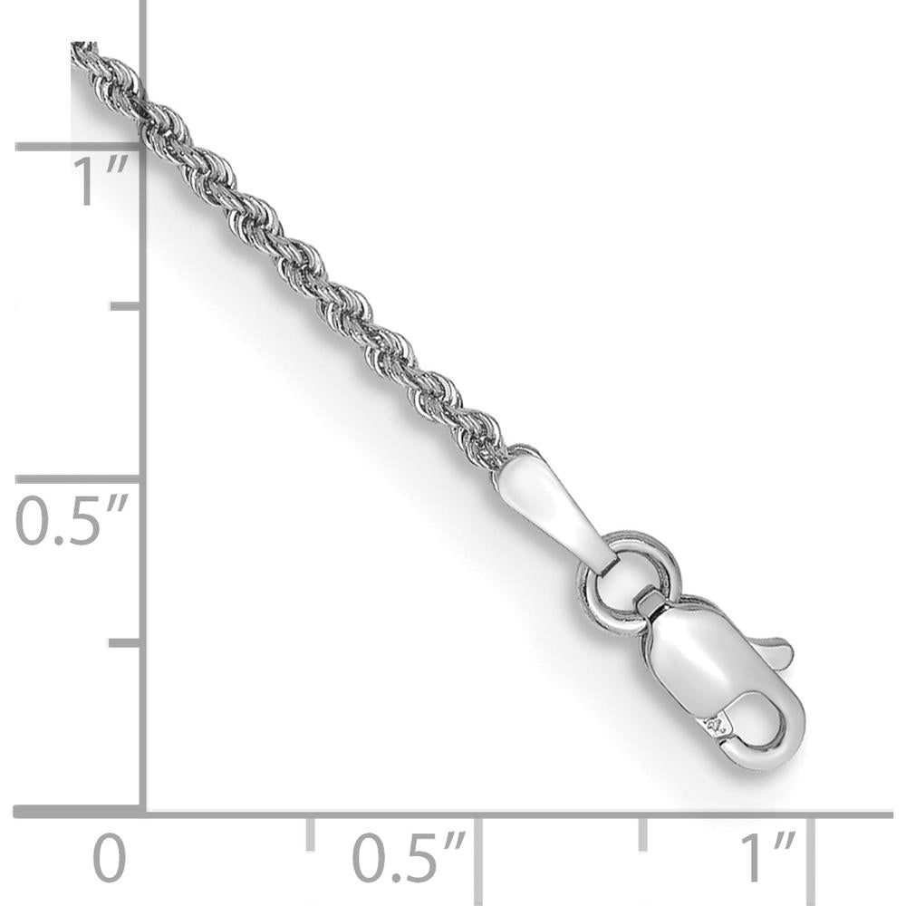 14K White Gold 7" 1.5mm Rope Chain Bracelet with Lobster Clasp - Handmade, Polished Finish by 0