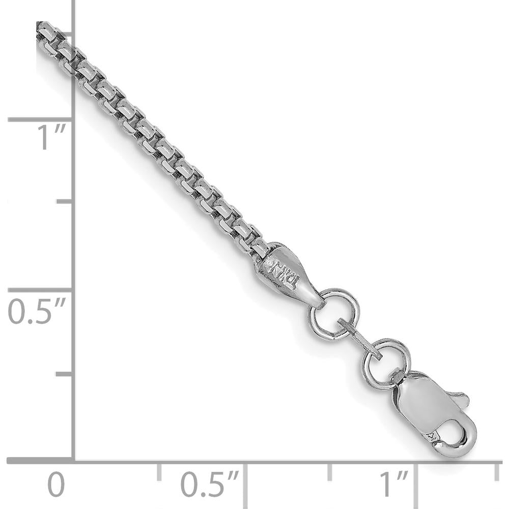 14K White Gold 7" 1.75mm Semi-Solid Round Box Chain Bracelet with Lobster Clasp by Oro Pregiato