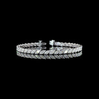 14K White Gold 7.13 Carat Marquise Cut Lab Diamond Tennis Bracelet with Inclined Prong Setting - 42 Stones, E-F Color VS1 Clarity - Covaloro Fine Jewelry