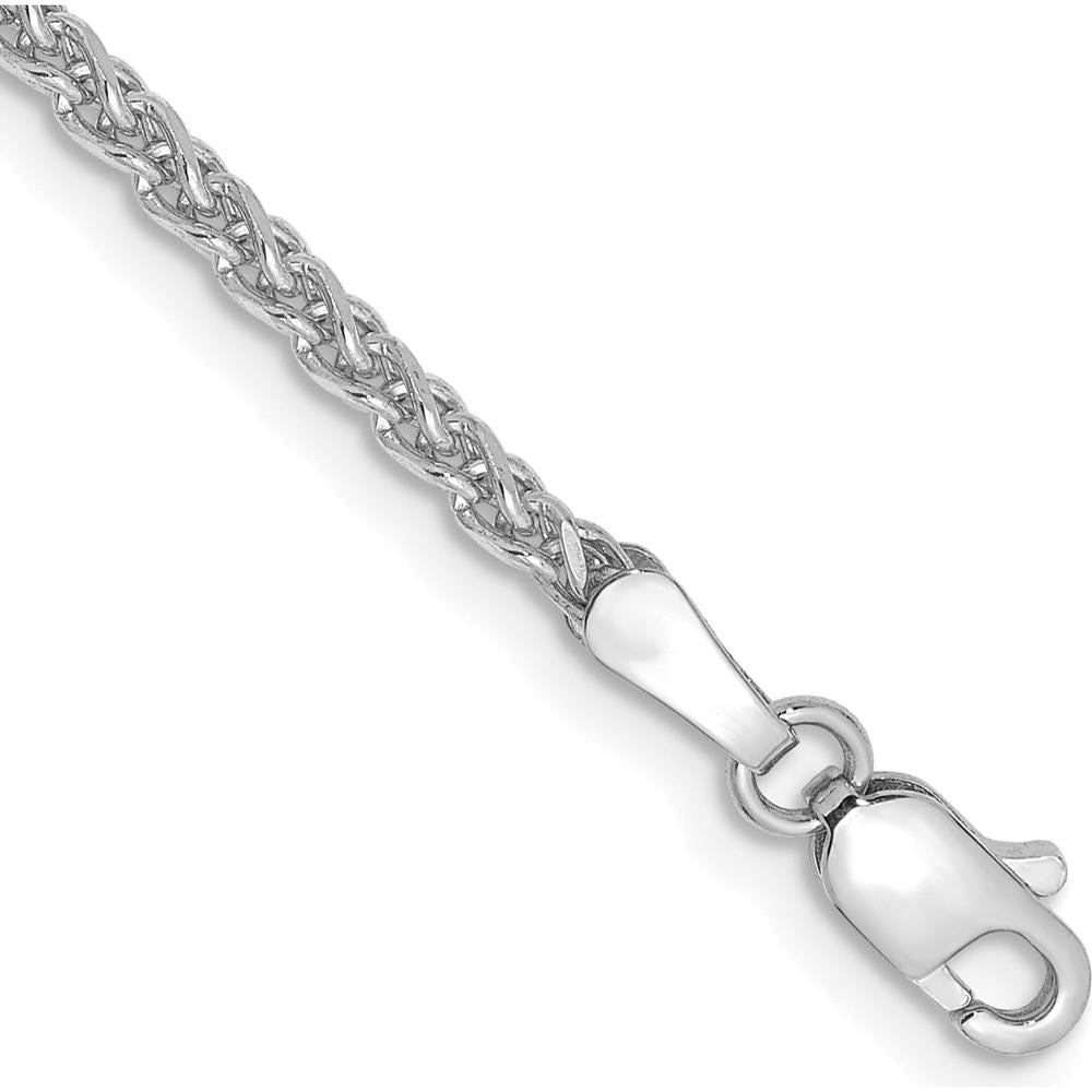 14K White Gold 7" 2.1mm Diamond-Cut Spiga Chain Bracelet with Lobster Clasp by Oro Pregiato