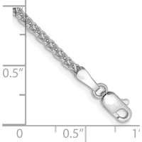 14K White Gold 7" 2.1mm Diamond-Cut Spiga Chain Bracelet with Lobster Clasp by Oro Pregiato