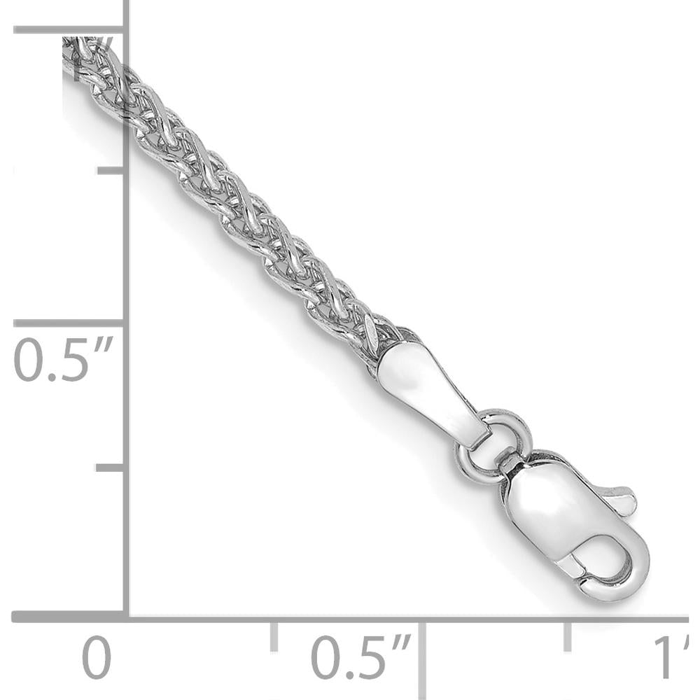 14K White Gold 7" 2.1mm Diamond-Cut Spiga Chain Bracelet with Lobster Clasp by Oro Pregiato