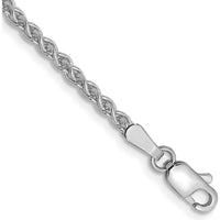 14K White Gold 7" 2.1mm Spiga Chain Bracelet with Lobster Clasp - Polished Finish by Oro Pregiato