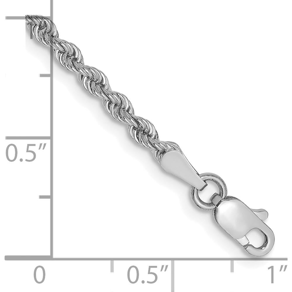 14K White Gold 7" 2.5mm Regular Rope Chain with Lobster Clasp by 0