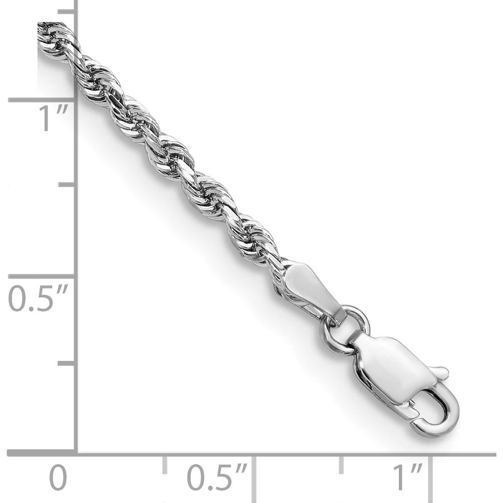 14K White Gold 7" 2.75mm Diamond-Cut Quadruple Rope Chain Bracelet with Lobster Clasp by Oro Pregiato