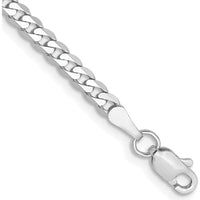 14K White Gold 7" 2.9mm Flat Beveled Curb Bracelet with Lobster Clasp by 0