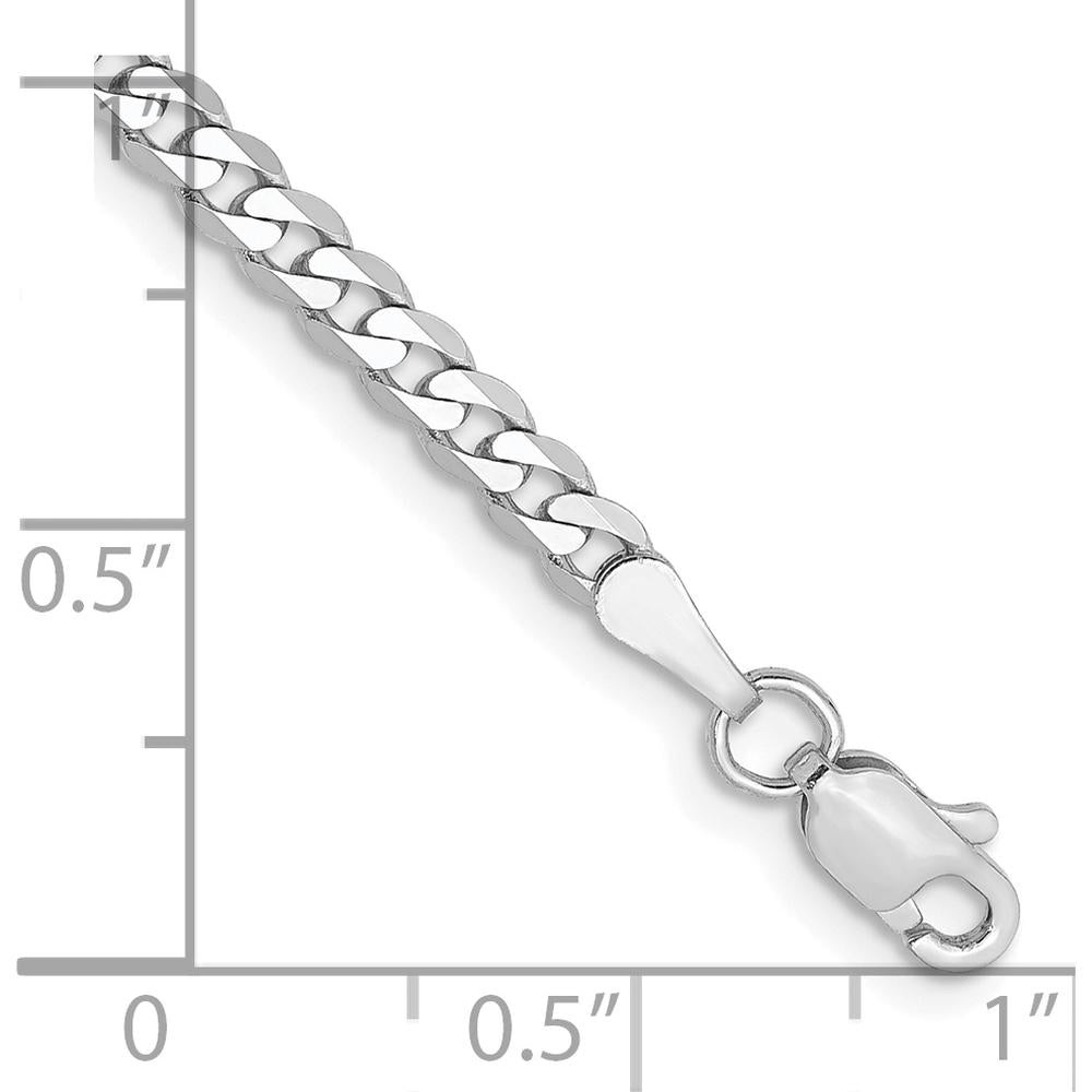 14K White Gold 7" 2.9mm Flat Beveled Curb Bracelet with Lobster Clasp by 0