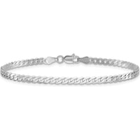 14K White Gold 7" 2.9mm Flat Beveled Curb Bracelet with Lobster Clasp by 0