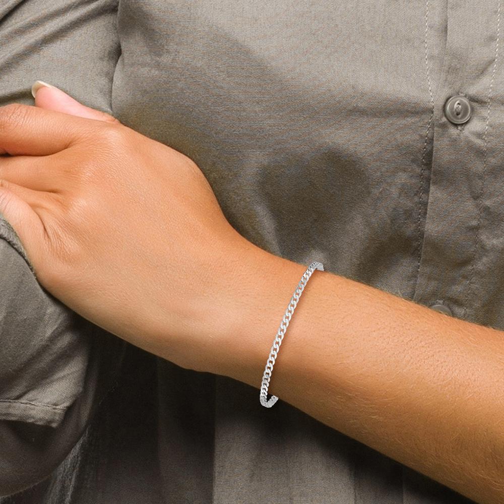 14K White Gold 7" 2.9mm Flat Beveled Curb Bracelet with Lobster Clasp by 0