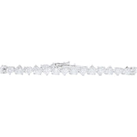 14K White Gold 7.20 Carat Total Weight Lab Grown Diamond Tennis Bracelet - Prong Set Round Diamonds