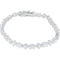 14K White Gold 7.20 Carat Total Weight Lab Grown Diamond Tennis Bracelet - Prong Set Round Diamonds