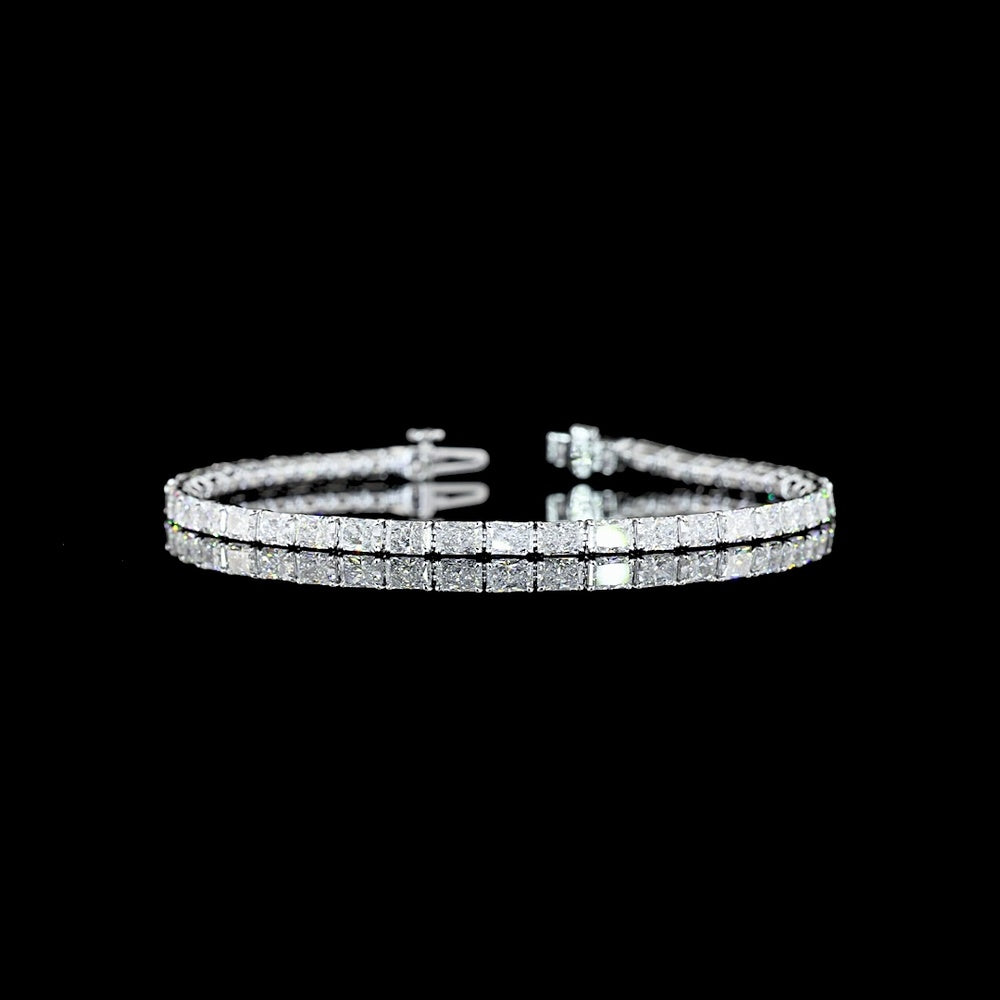 14K White Gold 7.21 Carat East-West Radiant Cut Lab Diamond Tennis Bracelet - 41 Stones with E-F Color VS Clarity - Covaloro Fine Jewelry