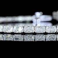 14K White Gold 7.21 Carat East-West Radiant Cut Lab Diamond Tennis Bracelet - 41 Stones with E-F Color VS Clarity - Covaloro Fine Jewelry