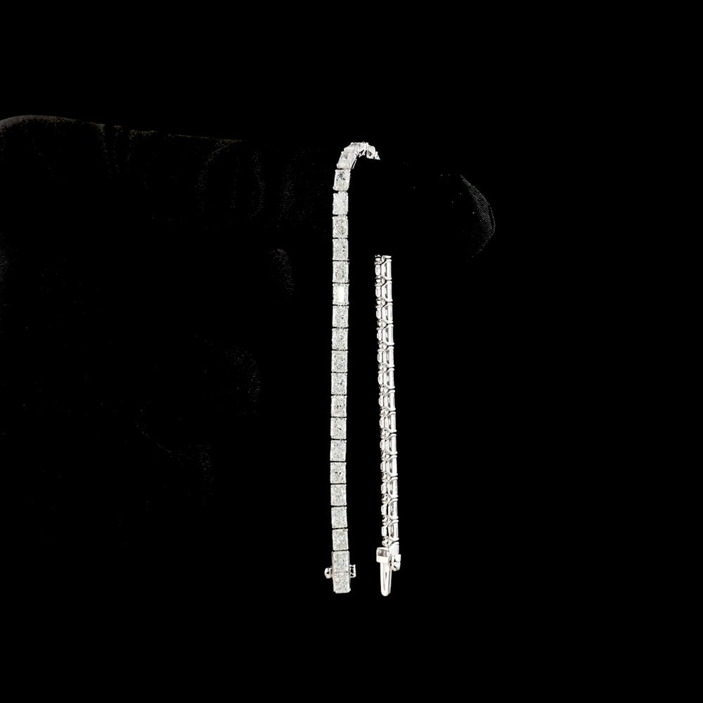 14K White Gold 7.21 Carat East-West Radiant Cut Lab Diamond Tennis Bracelet - 41 Stones with E-F Color VS Clarity - Covaloro Fine Jewelry