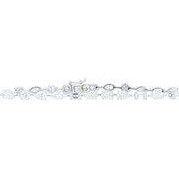14K White Gold 7.25-Inch Bracelet with Alternating Emerald, Oval, Pear, and Baguette Lab Grown Diamonds - 9.20 Carat Total Diamond Weight
