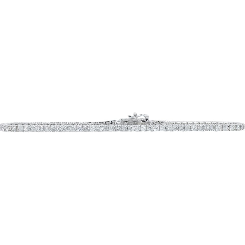 14K White Gold 7.25 - Inch Diamond Tennis Bracelet - 3.00 Carat Total Diamond Weight