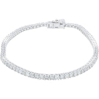 14K White Gold 7.25 - Inch Diamond Tennis Bracelet - 3.00 Carat Total Diamond Weight