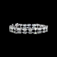 14K White Gold 7.25-Inch Mixed Shape Station Bracelet with Pear, Oval, and Radiant Lab-Grown Diamonds - 9.92 Carat Total Weight - Covaloro Fine Jewelry