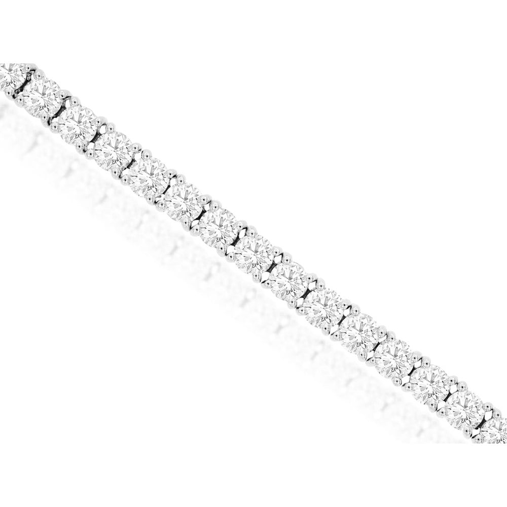 14K White Gold 7.25-Inch Tennis Bracelet with 4-Prong Set Round Brilliant Diamonds - 6.00 Carat Total Diamond Weight - Royal Jewelry