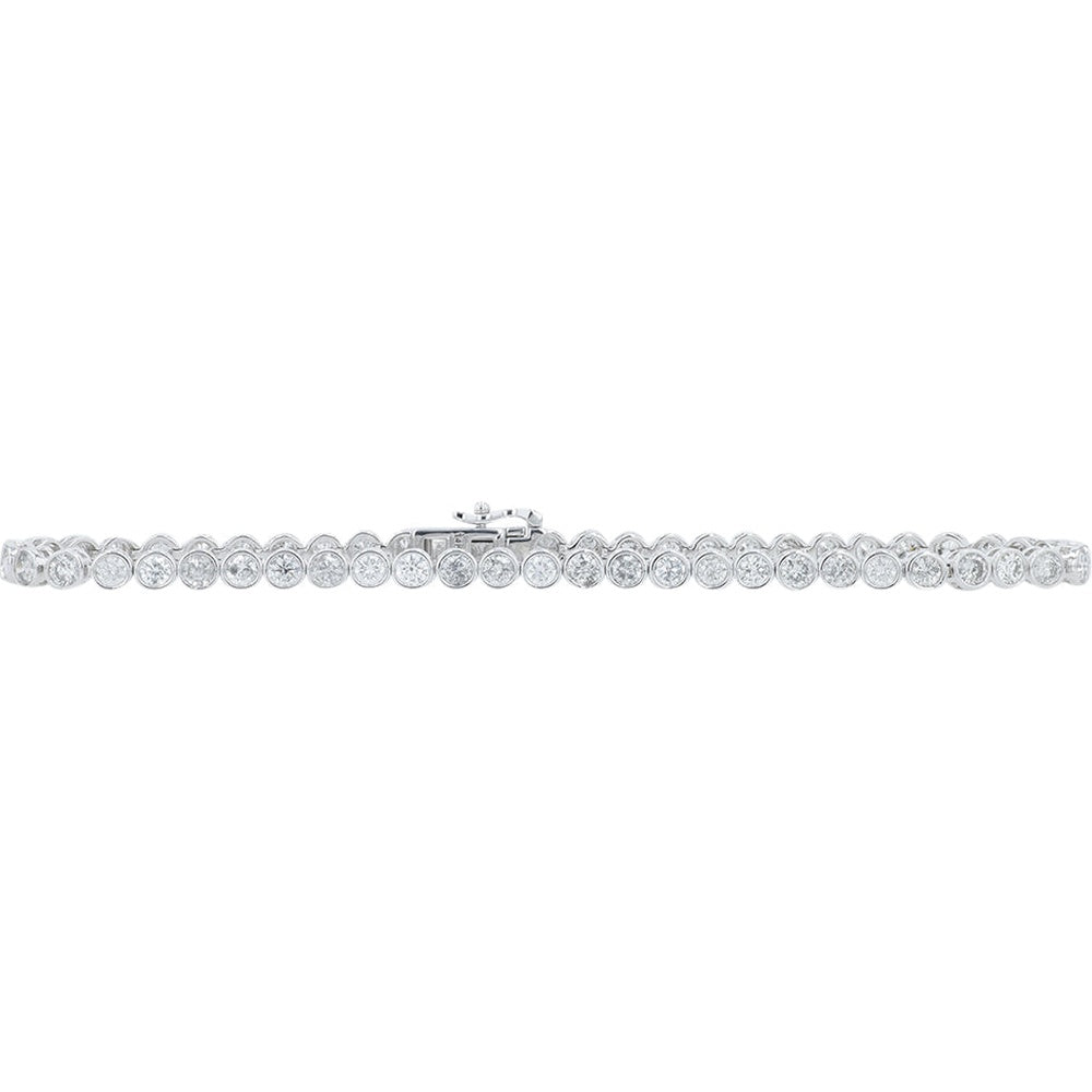 14K White Gold 7.25 Inch Tennis Bracelet with 4-Prong Set Round Diamonds - 3.25 Carat Total Diamond Weight