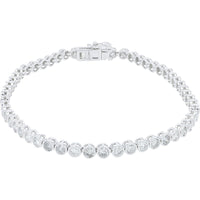 14K White Gold 7.25 Inch Tennis Bracelet with 4-Prong Set Round Diamonds - 3.25 Carat Total Diamond Weight