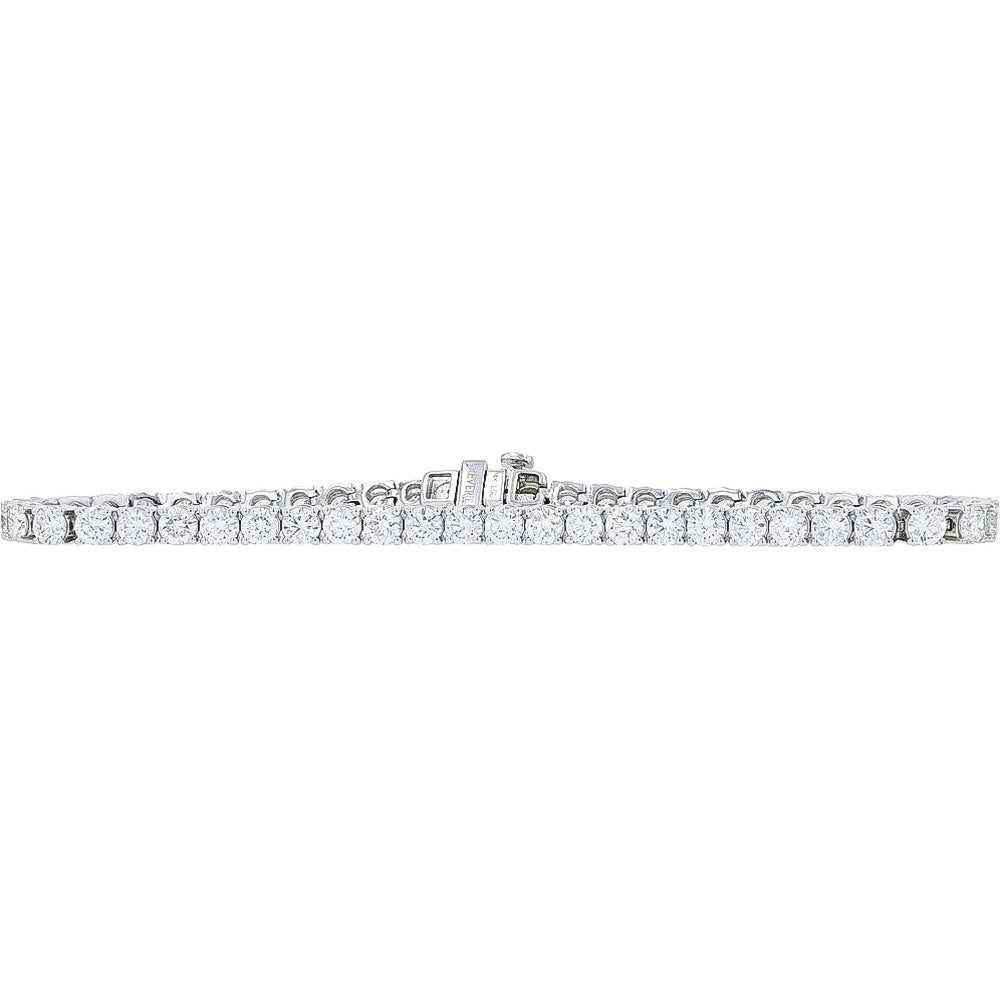 14K White Gold 7.25 Inch Tennis Bracelet with Prong-Set Lab Grown Round Diamonds - 6.75 Carat Total Diamond Weight