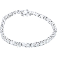 14K White Gold 7.25 Inch Tennis Bracelet with Prong-Set Lab Grown Round Diamonds - 6.75 Carat Total Diamond Weight