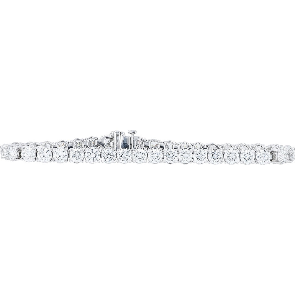 14K White Gold 7.25-Inch Tennis Bracelet with Prong-Set Round Lab-Grown Diamonds - 12.00 Carat Total Diamond Weight