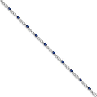 14K White Gold 7.25" Infinity Link Bracelet with Oval Sapphires and Round Diamonds - 0.22 Carats Sapphire, 0.01 Carats Diamond Total Weight by Monteluci Fine Jewelry