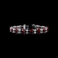 14K White Gold 7.25" Station Bracelet with Pear Cut Lab-Grown Rubies and Brilliant Cut Diamonds - 1.99 Carat Total Gem Weight - Covaloro Fine Jewelry