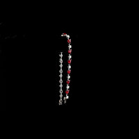 14K White Gold 7.25" Station Bracelet with Pear Cut Lab-Grown Rubies and Brilliant Cut Diamonds - 1.99 Carat Total Gem Weight - Covaloro Fine Jewelry