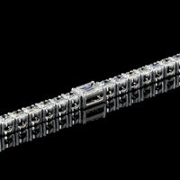 14K White Gold 7.25" Station Line Tennis Bracelet with East-West Emerald Cut and Round Lab Diamonds - 5.46 Carat Total Weight - Covaloro Fine Jewelry