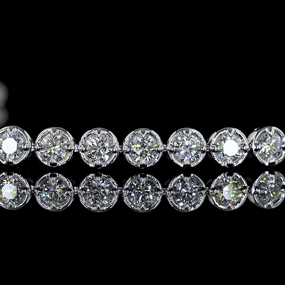 14K White Gold 7.25" Tennis Bracelet with 47 Bezel-Prong Set Round Natural Diamonds - 1.82 Carats Total Diamond Weight - Covaloro Fine Jewelry