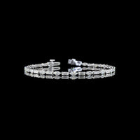 14K White Gold 7.25" Tennis Bracelet with Alternating Marquise and Baguette Lab Diamonds - 3.63 Carat Total Diamond Weight - Covaloro Fine Jewelry