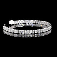 14K White Gold 7.25" Tennis Bracelet with Bezel Set Emerald Cut Lab Diamonds - 8.10 Carats Total Diamond Weight - Covaloro Fine Jewelry