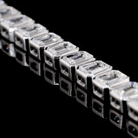 14K White Gold 7.25" Tennis Bracelet with Bezel Set Emerald Cut Lab Diamonds - 8.10 Carats Total Diamond Weight - Covaloro Fine Jewelry